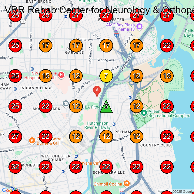 VRR Rehab Center for Neurology & Orthopedics GeoGrid visibility map for Physical Therapy Clinic in Bronx